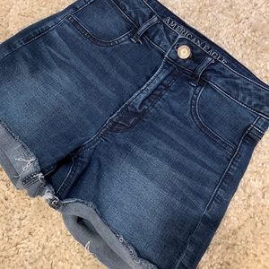 Hi-rise American eagle stretch dark denim shorts